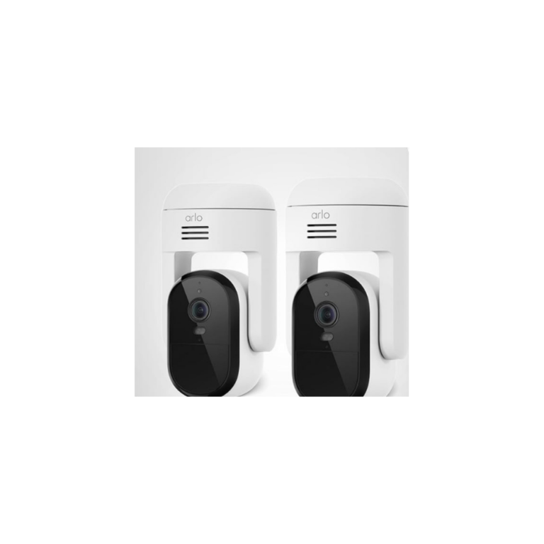 Two Arlo security cameras displayed together.