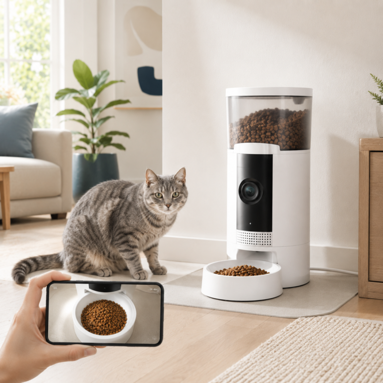 Frienhund automatic cat feeder with camera and app bowl view