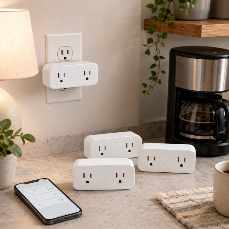 Govee dual smart plug 4 pack with app control in a kitchen setup