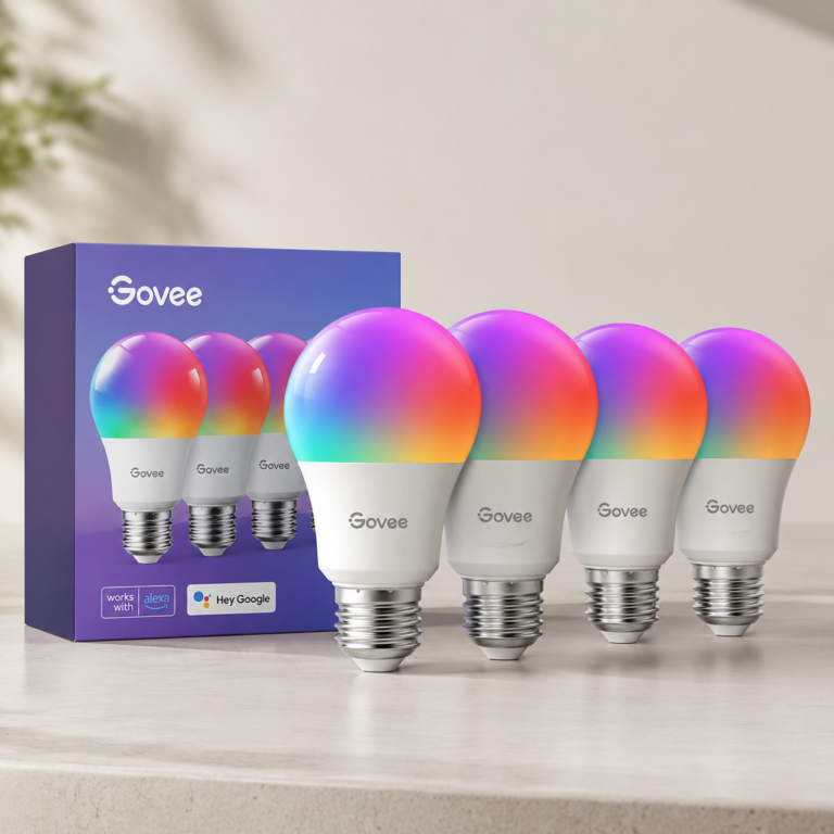 Govee smart light bulbs 4 pack with color changing LED bulbs and packaging