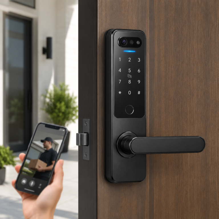Nyboer WiFi video smart door lock with camera keypad and handle