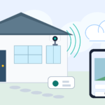 Home security camera connected to smartphone
