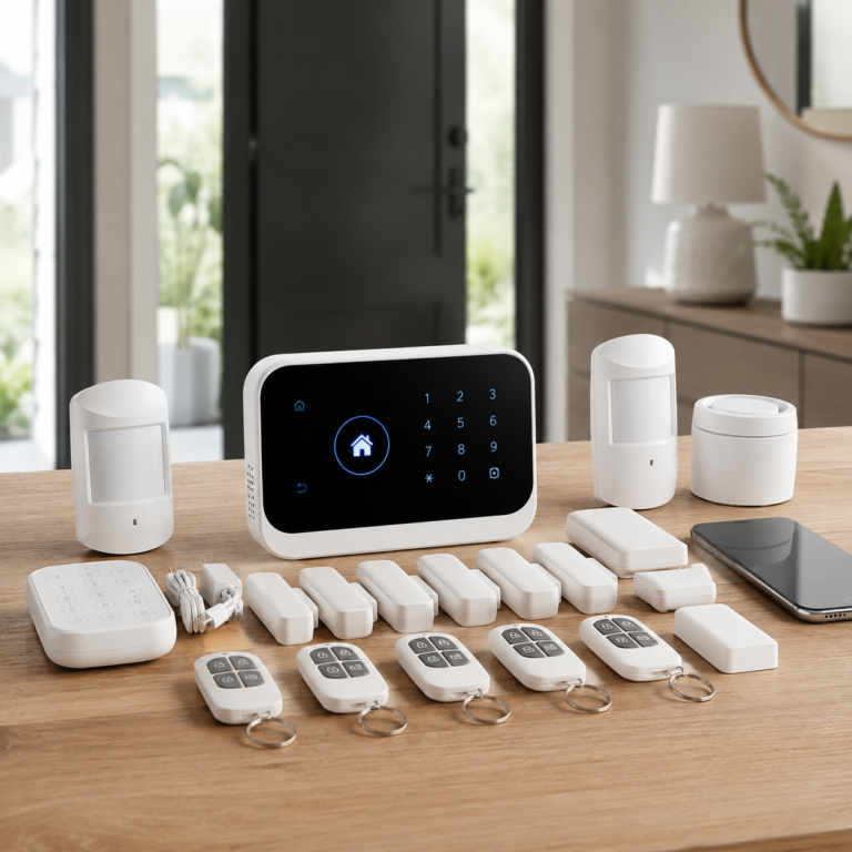 XUK smart home security alarm kit with keypad sensors and app control